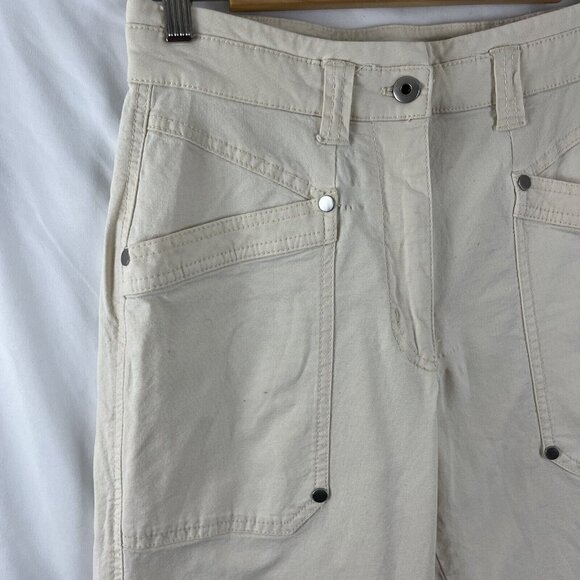 Anthropologie Maeve Cream-Coloured Utility Pants Womens Size 27 Cotton Casual - Picture 5 of 16